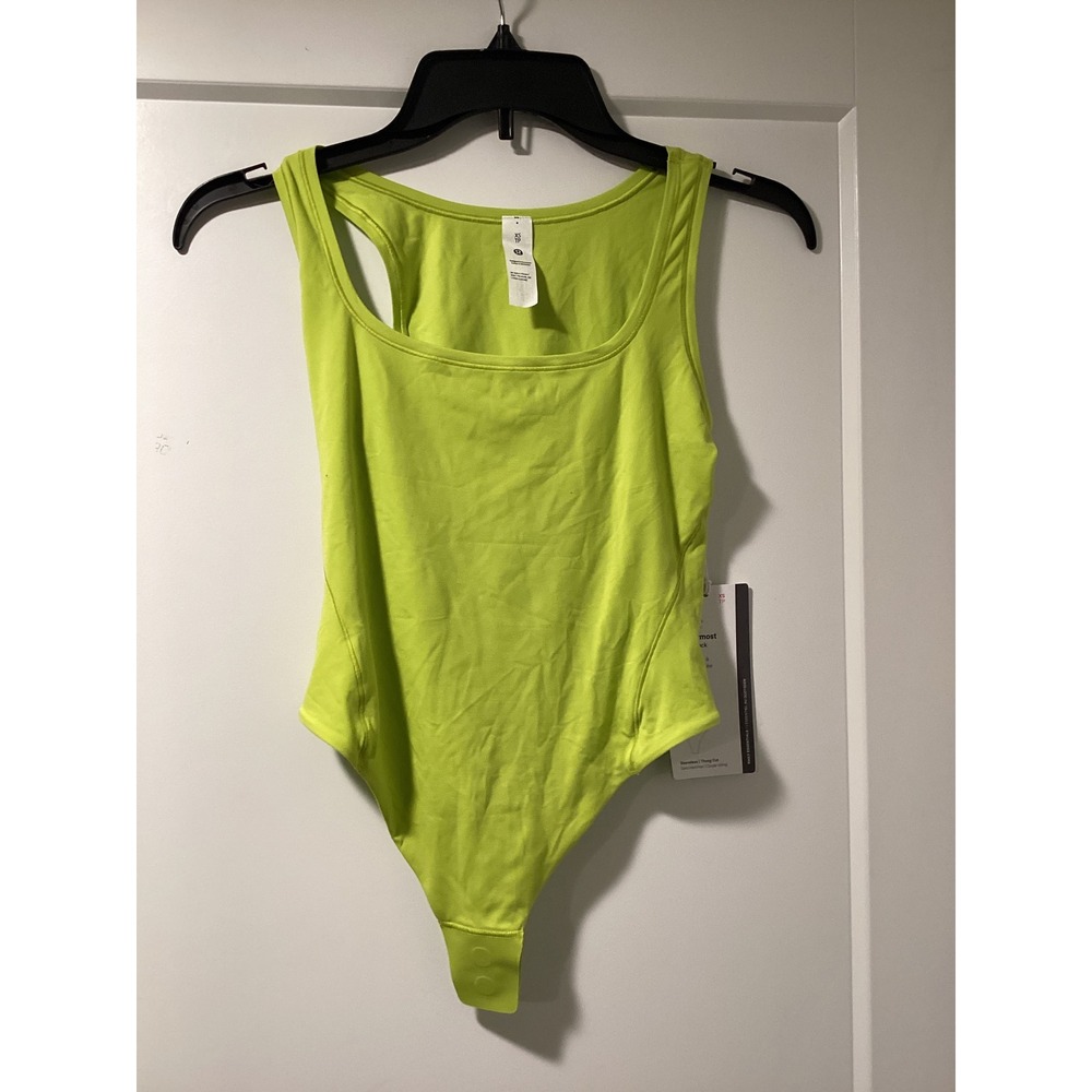 Lululemon Wundermost Square Neck Sleeveless Bodysuit Nulu Neon Lime Green XS NEW